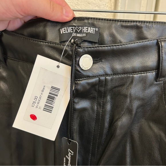 NWT Velvet Heart Black Midi Faux Leather Skirt with Middle Slit Size 31 - Picture 6 of 10